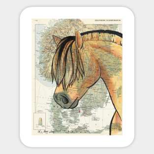 Fjord Horse on Vintage Map Sticker